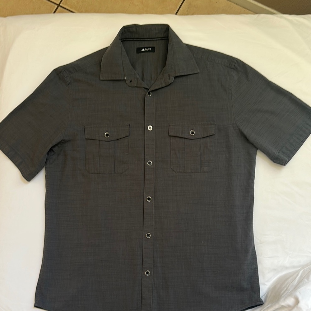 Alfani Gray Casual Button Down Shirt